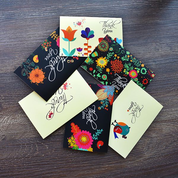 24 piezas lindas invitaciones en blanco Tarjetas de felicitación con sobres Flower Tarjetas de regalo Tarjetas de regalo de animales para niños Año nuevo th