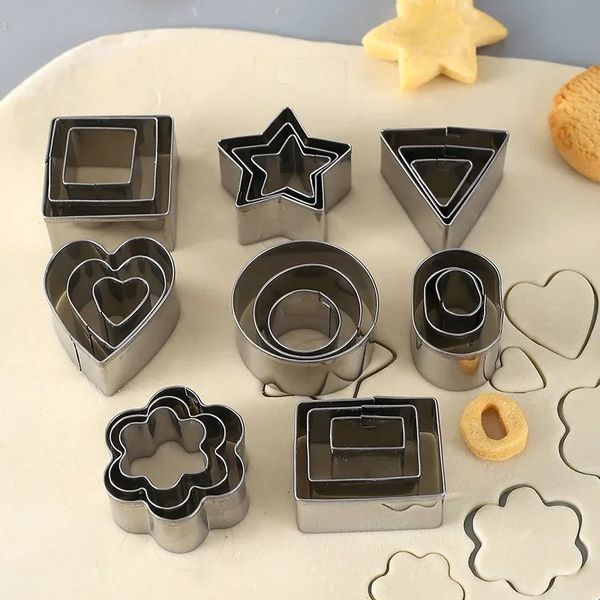 24 piezas de gadgets de cocina de bricolaje herramientas pastel de galletas moldes de fondant 430 set de cortador de galletas de acero inoxidable