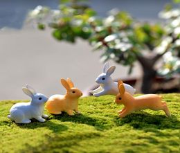 24 pièces figurines de lapin de Pâques jouets 3730 cm résine Miniature Figurine plante fée jardin décoration Micro paysage gâteau Toppers Ki2291007