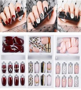 24pcs faux ongle avec designs Tips artificiels à ongles complets entièrement détachables clous ongles Presse sur ongles art faux extension3988201