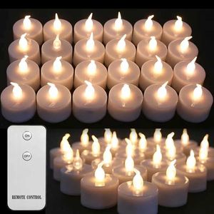 24pcs scintillement LED bougies chauffe-plat sans télécommande / télécommande bougies sans flamme avec batterie pour mariage maison décors de noël 210702