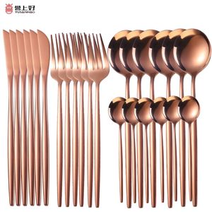 24 -stks Gold servies Set Keuken Flatware Steak Knife Vork Koffie Lepel Dijkartikelen Zet luxe roestvrijstalen Home Home bestek Set 220623