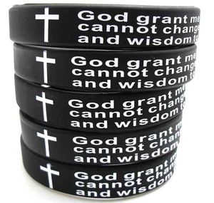 Bracelets religieux jésus, 24 pièces, cadeau de noël, en caoutchouc, pour hommes et femmes, prière de sérénité