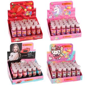 24pcs kawaii licorn chat bonbons candy lèvre gloss teintes de lèvres étanche étanche durable lèvre liquide stick filles lèvres maquillage en gros 240520