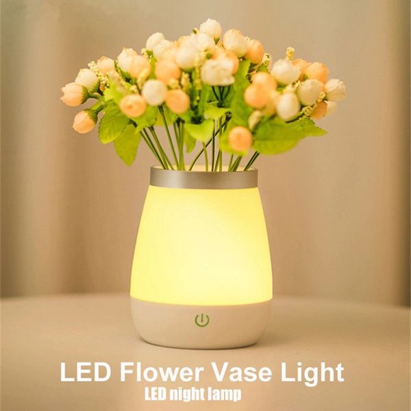 24 pièces LED fleur Vase lumière atmosphère décoratif Vase veilleuse lampe café maison salon fête bureau décor lumières