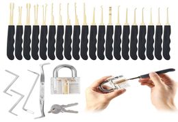 24pcs Slotenmaker Gereedschap GOSO Lock Pick Sets slotenmaker hangslot pick gereedschap Ontgrendeling Picklock Gereedschap Set 1PCS transparant hangslot1401828