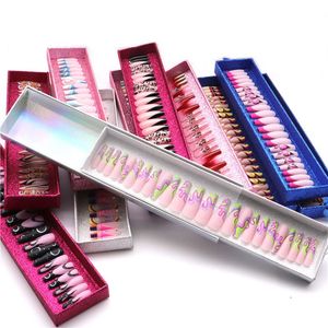 24pcs Long Cercin Press sur clou Couverture complète détachable Faux Nails Hingestone Graderiat Ballerina Design Faux Nails Art