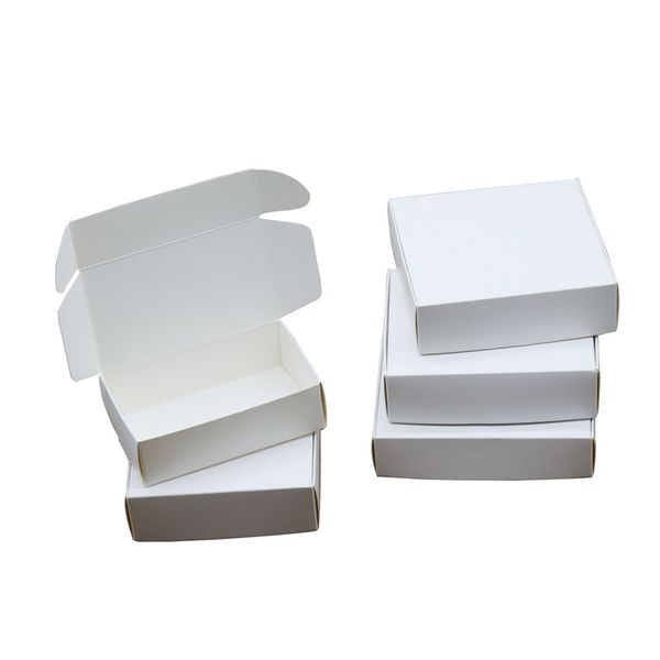 24pcs / lot 47Sizes petite boîte en papier kraft en carton marron Boîte de savon artisanal Boîte cadeau en papier artisanal blanc