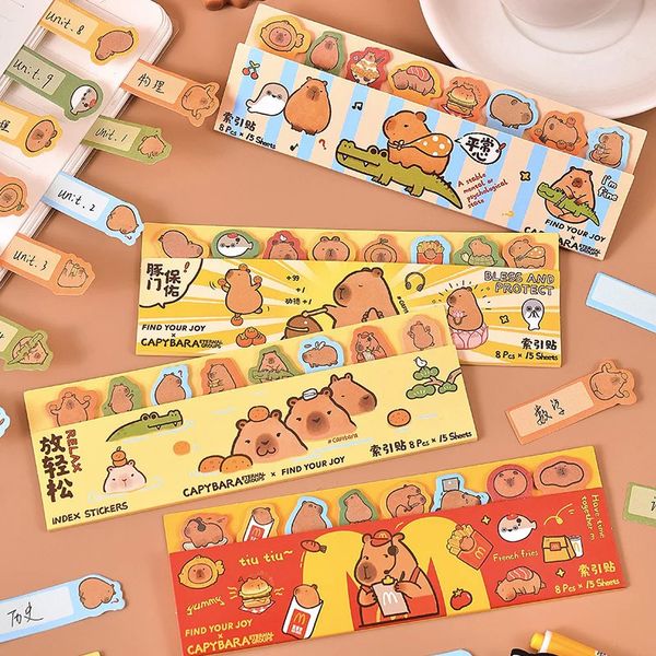 24pcs / lot créatif Capybara Memo Pad Sticky Note mignon n TIMES PAPELERIE LAPAD BOOCEPAD OFFICE BUREAU ÉCOLE FRAILES 240410