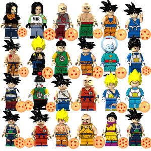 24Pcs/Lot Minifig Shop Children's Building Blocks JP Dragon Anime Ball Goku Mini Figures Toys with Accessories Gift for Kids