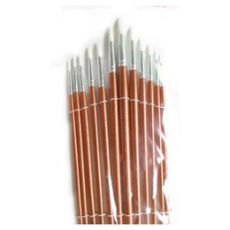 24 stks / partij ronde vorm nylon haar houten handvat verf penseel set tool voor kunst school aquarel acrylic p jllumy mx_home