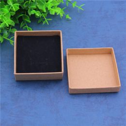 24 -stcs/Lot Travel Accessories Kraft Paper Gift Box 7x7x3cm Sieraden Organisator Box voor Ring Earring Wedding Party Stof opslagcase