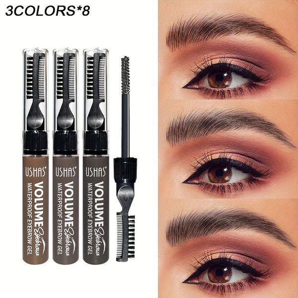 24 piezas/lote USHAS 3Colors Cowerbrow Mascara Gel de cejas Natural duradera gel de cejas impermeable y crema de tinte para tinte para el maquillaje 240410