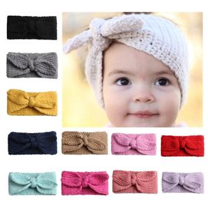 24 unids / lote Invierno Calentador Oreja Diadema de punto Turbante para niñas Bebé Arco de ganchillo Ancho Estiramiento Hairband Headwrap Accesorios para el cabello 257o