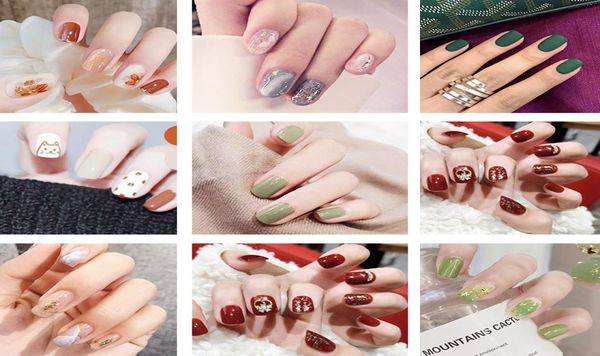 24pcs Nail Art Faux Nails Court presse sur les pointes FAUX FAUX AVEC COLLE COFFIN Stick Afficher clair Dispus complet Couverture Artificiel Designs Square 5421301