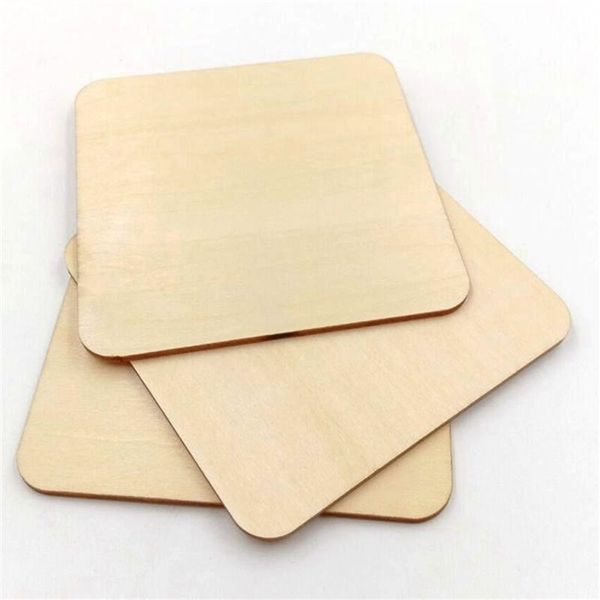 24pcs tasse en bois naturel tapis coaster 10cm couleur unie carré résistant à la chaleur tasse de ménage boissons bol pad cuisine fournitures A3 Y200328