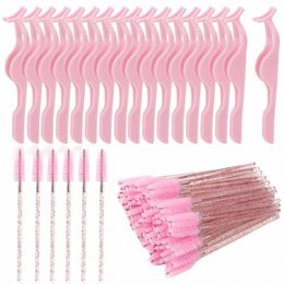 24pcs plastique Les pinces clip faux eyel extensi applicateur pince à cheveux 100pcs brosses jetables mascara baguettes outils C2pQ #