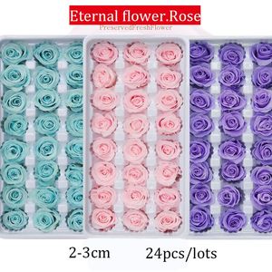 24 pièces fleurs conservées Rose Roses immortelles fête des mères bricolage mariage vie éternelle fleur matériel cadeau en gros fleur séchée