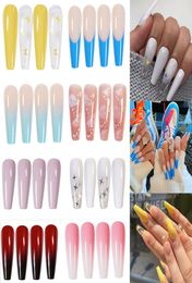 24 Uds uñas postizas profesionales bailarina larga media puntas de uñas acrílicas francesas prensa sobre uñas cobertura completa manicura herramientas de belleza 7896345