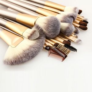 24pcs Professional Soft Cosmetic Eyebrow Shadow Makeup Brush Set Kit + Pouch Bag # R56