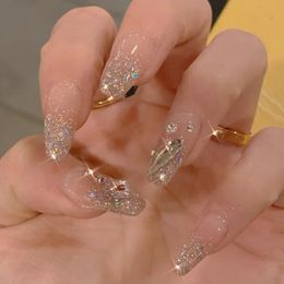 24 -st Rhinestone Design nep nagels glanzende bruids dames dame feest nagel diy decoraties druk op nagelstips valse nagel patch