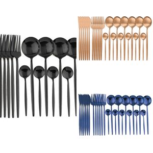 24 Pcs Or Rose En Acier Inoxydable Service De Vaisselle Western Dîner Couverts Argenterie Couverts Couteau Cuillère Fourchette Vaisselle Ensemble X0703