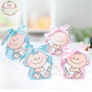 24pcs / set bébé fille et garçons en papier cadeau en papier fête de baby shower bonbon boîte bébé alimentation bouteille d'anniversaire décorations de fête pour enfants