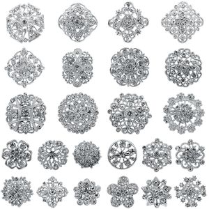 24pcs / set broche fleur pour femmes bijoux strass broches broches lot bouquet accessoires pour femmes sac vêtements chapeaux écharpes 201009