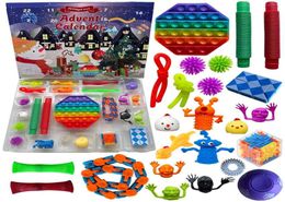 24 -stcs/Set Christmas Toys Advent Calender Blind Box Gifts Dimple Decompressie speelgoed Soft Squeezenovelty Party Cartoon voorkeur LJJA41523625143