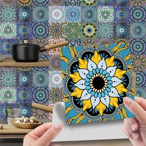 24 unids/set patrón de Mandala pegatinas de azulejo de pared papel pintado extraíble de cerámica antiguo autoadhesivo flor lucha Retro reacondicionado 220421