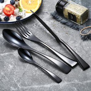 24 pièces/ensemble en acier inoxydable noir ensemble de couverts vaisselle occidentale vaisselle argenterie ensembles dîner couteau et fourchette
