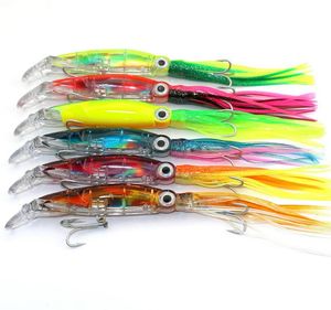 24pcs Squid gabarit de pêche au leurre 24 cm 40g Octopus jupe appâts 3d avec des aiguilles de pêche à l'appât dur à crochet triple4724195