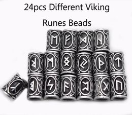 24pcs Top Zilver Noorse Viking Runen Bedels Kralen Bevindingen voor Armbanden voor Hanger Ketting Baard of Haar Vikings Rune Kits8273358