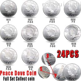 24 stks USA Vrede Coins1921-1935 Koper Plating Zilveren Kopie Coin Art Collection241r