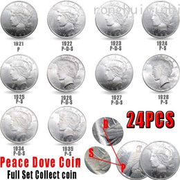 24 stks USA Vrede Coins1921-1935 Koper Plating Zilveren Kopie Coin Art Collection258V