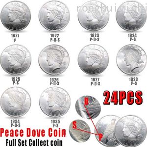 24 stks USA Vrede Coins1921-1935 Koper Plating Zilveren Kopie Coin Art Collection245z