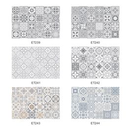 24pcs Stickers muraux gris Vintage Art imperméable Auto-Adhesive Vinyl Tile Stickers Home Kitchen Bathroom DIY Seccules murales