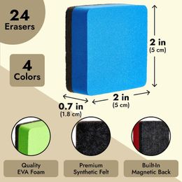 24pcs Blanche-Blanche Erasers Couleurs assorties (bleu, rouge, vert, jaune) Perfection