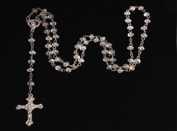 24 piezas al por mayor/6 mm de collar de rosario de cristal, collar de oración de tierra santa católica8975132