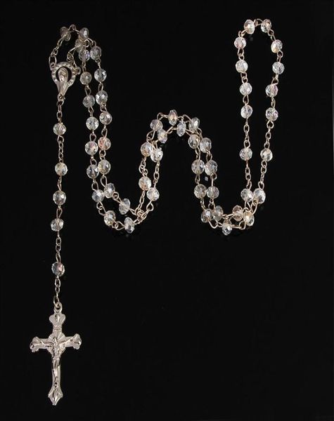 24 piezas al por mayor/6 mm de collar de rosario de cristal, collar de oración de tierra santa católica2761569
