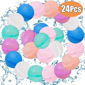24pcs en gros de balles d'eau réutilisables adultes enfants d'été piscine en silicone jouant des jouets de ballons à bombes à eau 240408
