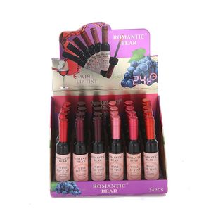 24 stuks wijn lip tint 6 kleuren waterdichte wijn lip vlek langdurige matte vloeibare wijnfles lippenstift lipgloss voor vrouwen make-up 240327