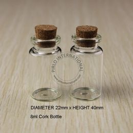 24 stks x 8 ml Kleine Mini Glass Flessen Fials Jars Reageerbuizen met Cork Kurken Stopper Decoratieve Corked Glasfles voor Hangers