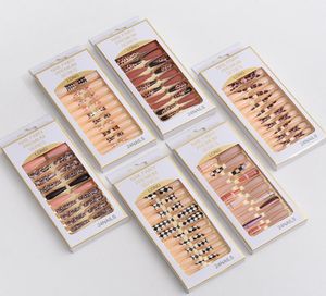 24pcSbox Multicolor Long False Nails Stiletto Press on Fake Nail Luipard Wearable Full Cover Decor Tips Art1250009