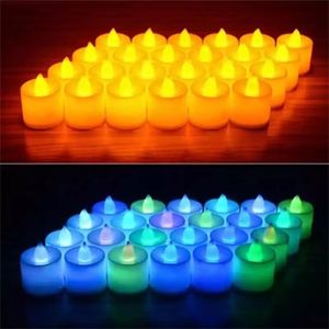 24PCSFlameless LED bougie électronique bougie chauffe-plat à piles mariage romantique fête d'anniversaire décoration de la maison 211222