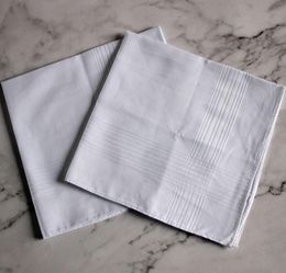 24pcslot katoen satijnen zakdoek witte kleurtafel zakdoek super zachte pocket dobboats vierkanten 34 cm