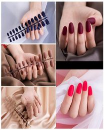 24PCSSheet Matte False Nail Frosted Women Fake Nail Short Top Finish Designs Finger Art Tips1195548