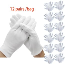 24 piezas/12 pares seguros de mano de obra blanca etiqueta delgada etiqueta delgada wenwan guantes de inspección 23122222