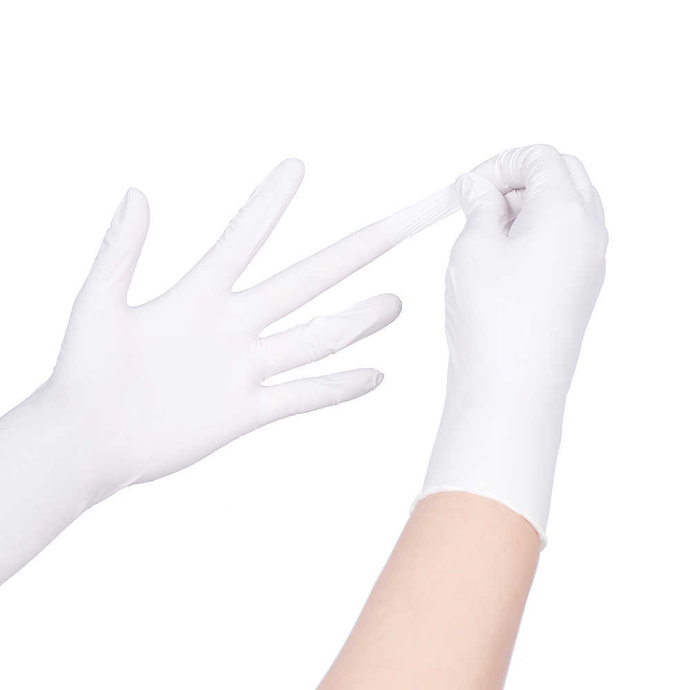 Stock de 24 piezas en guantes de nitrilo blancos de EE. UU., guantes de examen sin polvo, nitrilo sintético