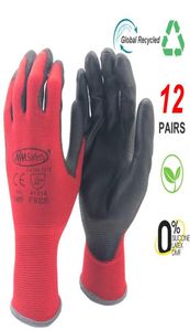 24pieces12pairs Glants de protection professionnels de travail professionnel Men de construction Femmes Jardin Rouge Running Glove 2112293214166